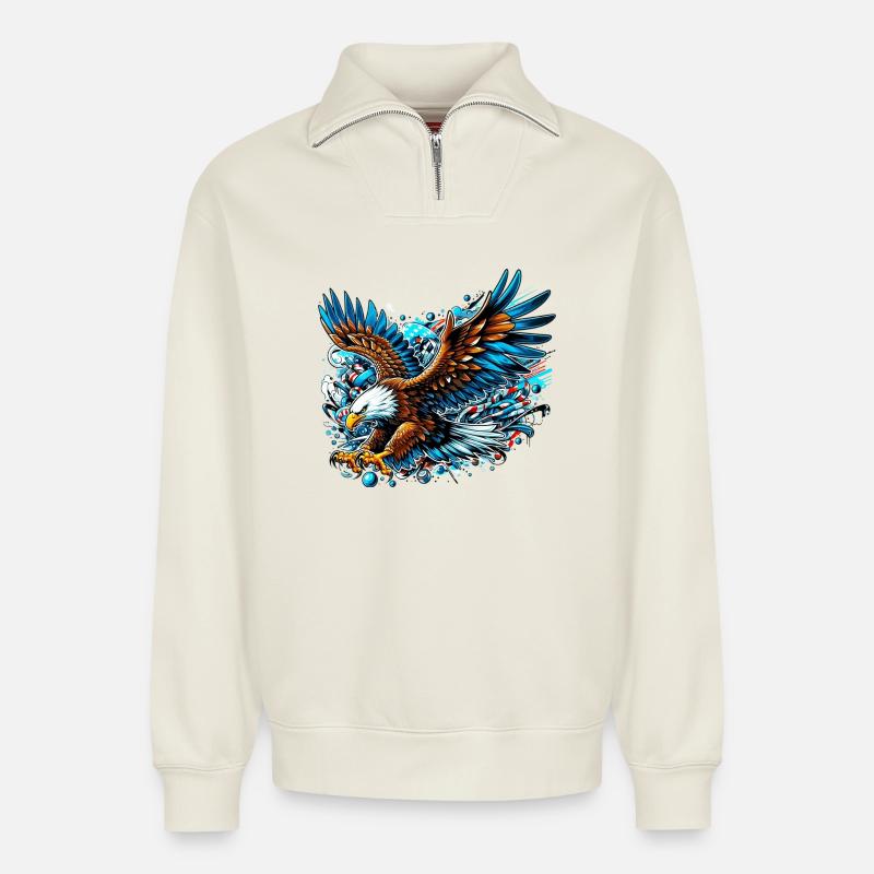Adler - Relaxed Unisex Organic Half Zip Sweatshirt – von SPREAD - Naturweiß