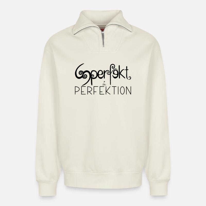 Statement - Relaxed Unisex Organic Half Zip Sweatshirt – von SPREAD - Naturweiß