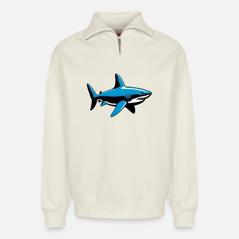 Hai - Relaxed Unisex Organic Half Zip Sweatshirt – von SPREAD - Naturweiß