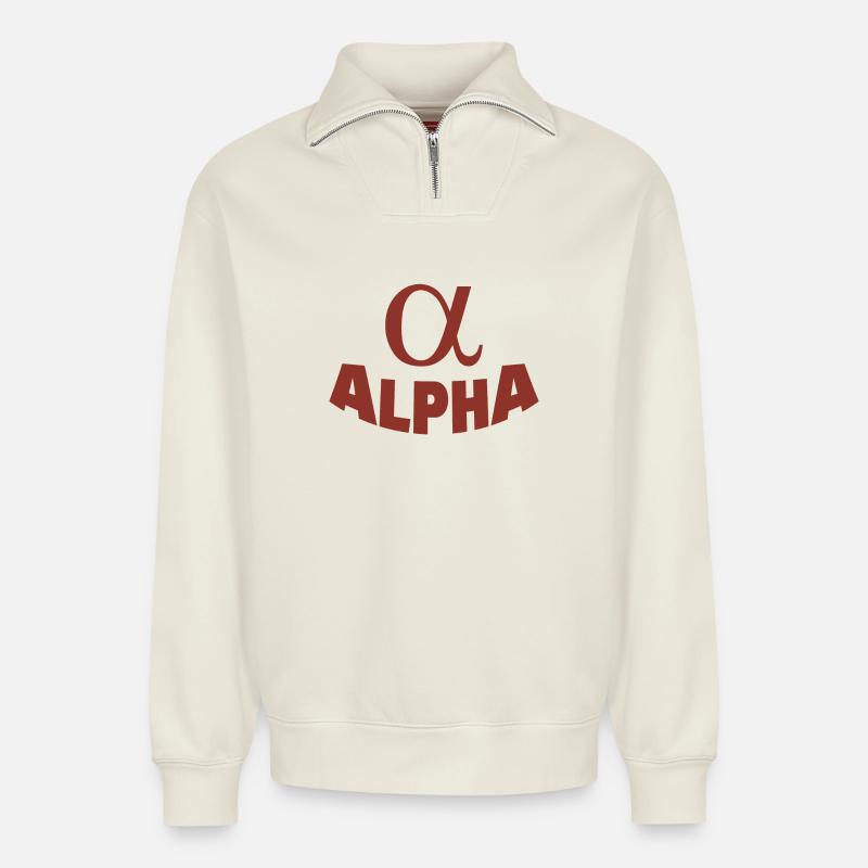 ALPHA - Sweat unisexe décontracté en coton biologique à demi-zip – de SPREAD - blanc cassé