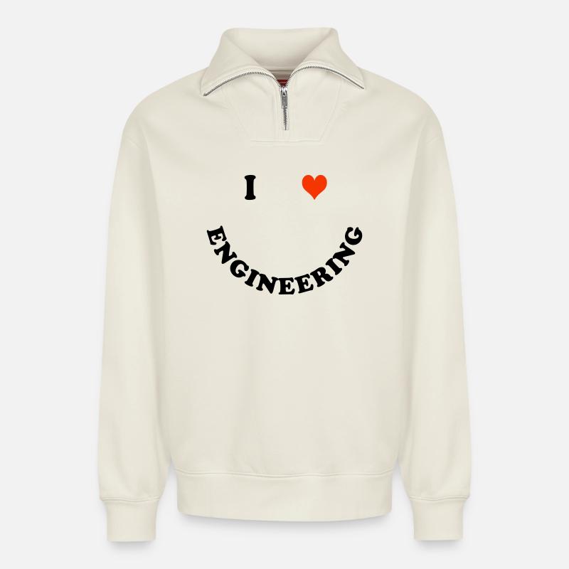 Engineer - Relaxed Unisex Organic Half Zip Sweatshirt – by SPREAD - off white