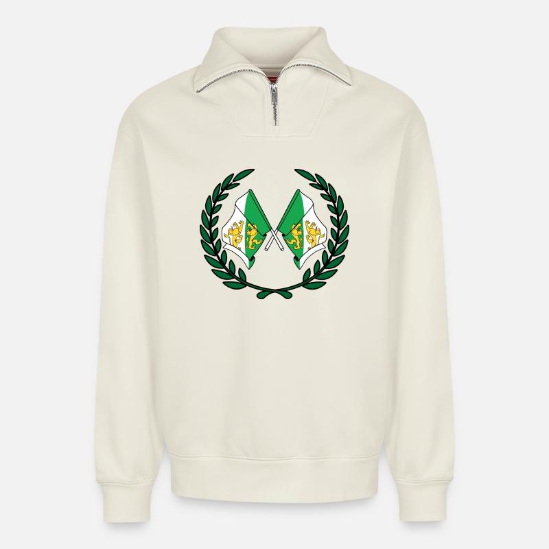 Fahnen Grafschaft Thurgau Schweiz Lorbeerkranz - Relaxed Unisex Organic Half Zip Sweatshirt – von SPREAD - Naturweiß