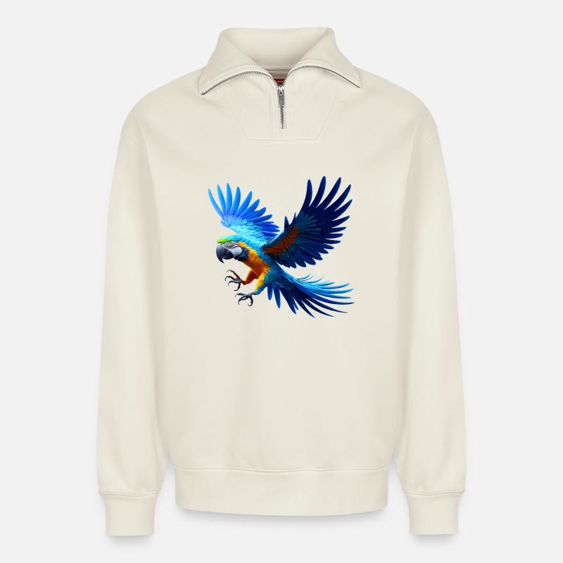 Ara (02) - Relaxed Unisex Organic Half Zip Sweatshirt – von SPREAD - Naturweiß