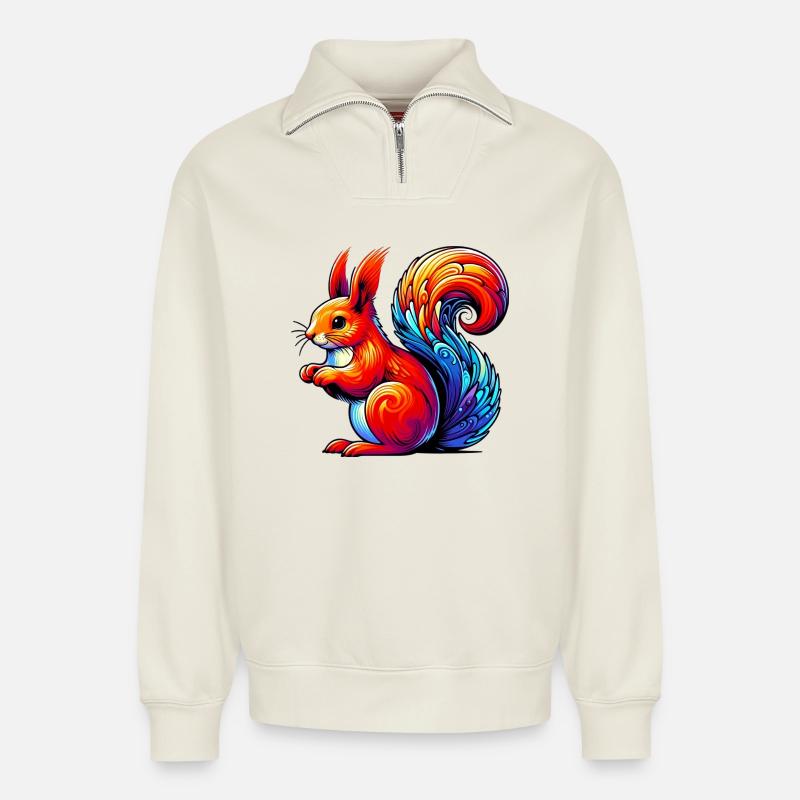 Eichhörnchen - Relaxed Unisex Organic Half Zip Sweatshirt – von SPREAD - Naturweiß