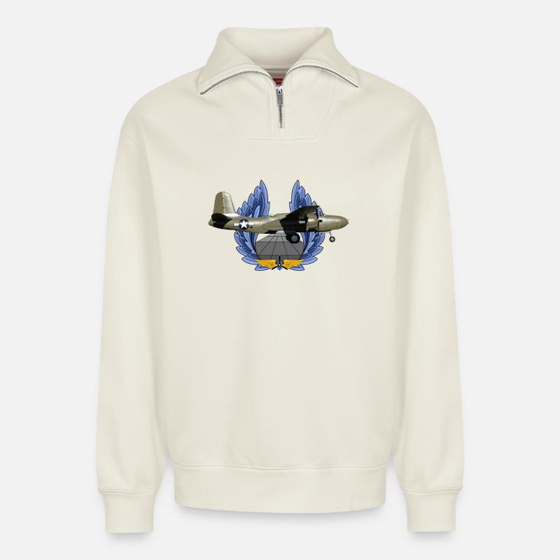 A-20 Havoc - Relaxed Unisex Organic Half Zip Sweatshirt – von SPREAD - Naturweiß