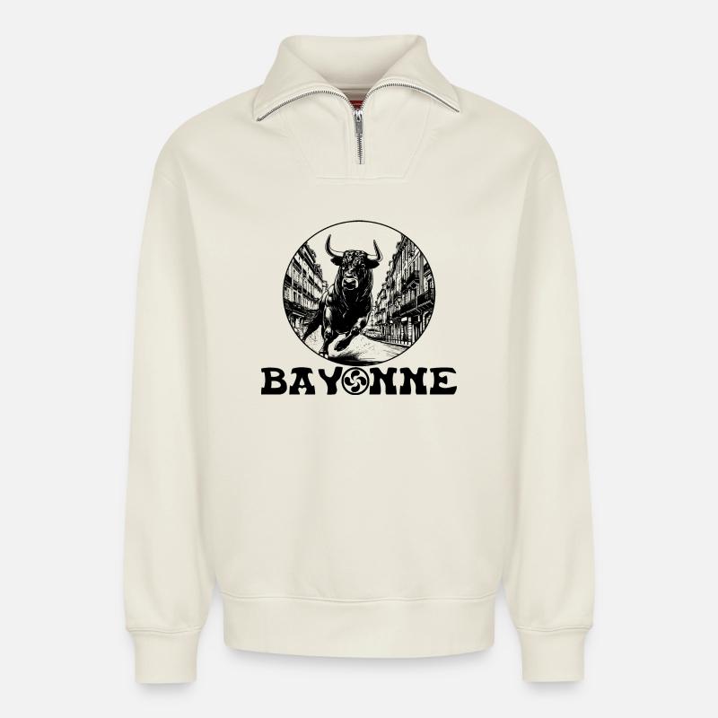 Bayonne - Relaxed Unisex Organic Half Zip Sweatshirt – von SPREAD - Naturweiß
