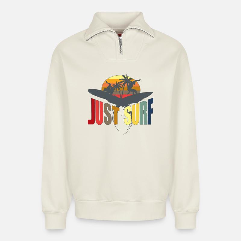 Brandung - Relaxed Unisex Organic Half Zip Sweatshirt – von SPREAD - Naturweiß