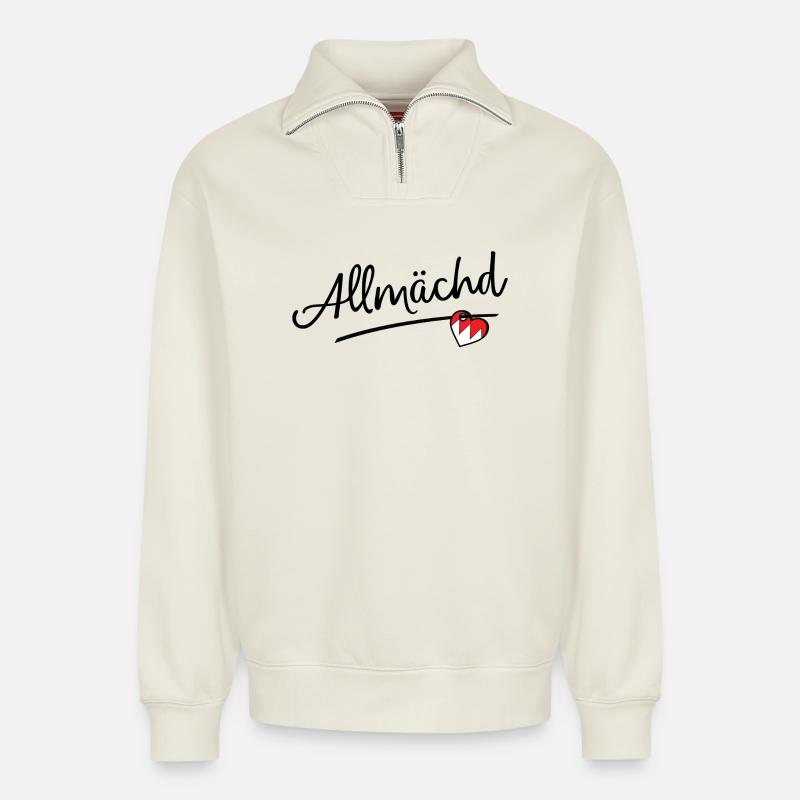 Allmächd - Relaxed Unisex Organic Half Zip Sweatshirt – by SPREAD - off white