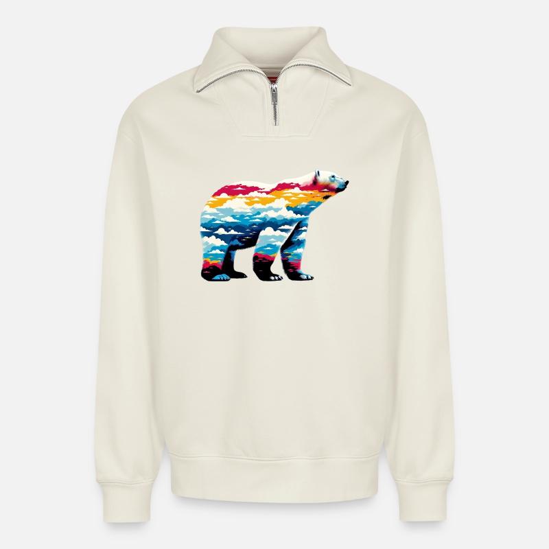 Eisbär - Relaxed Unisex Organic Half Zip Sweatshirt – von SPREAD - Naturweiß