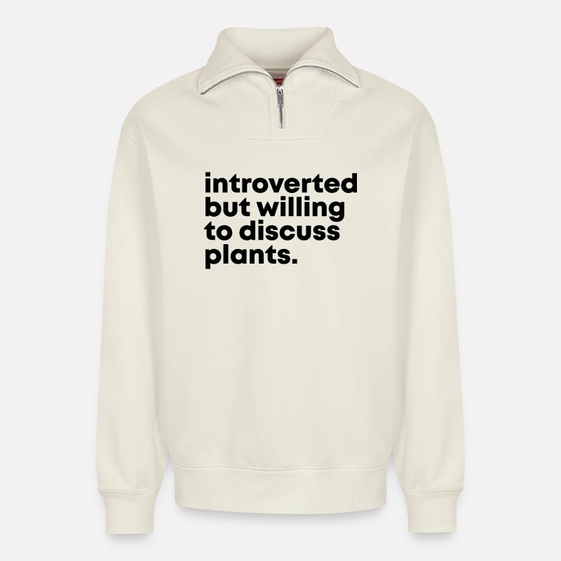 Plant - Relaxed Unisex Organic Half Zip Sweatshirt – by SPREAD - off white