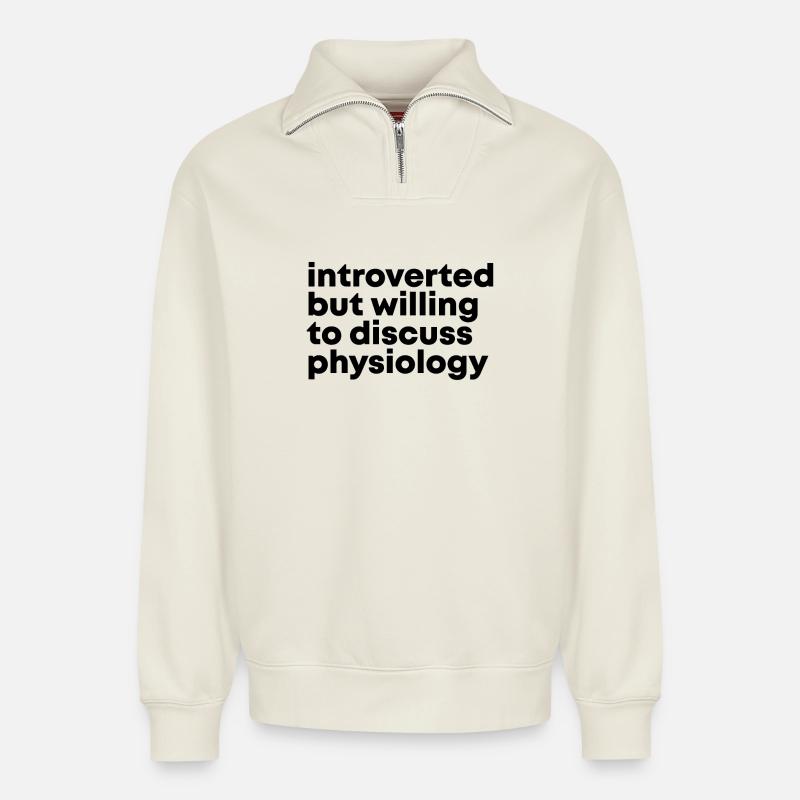 Physiology - Relaxed Unisex Organic Half Zip Sweatshirt – by SPREAD - off white