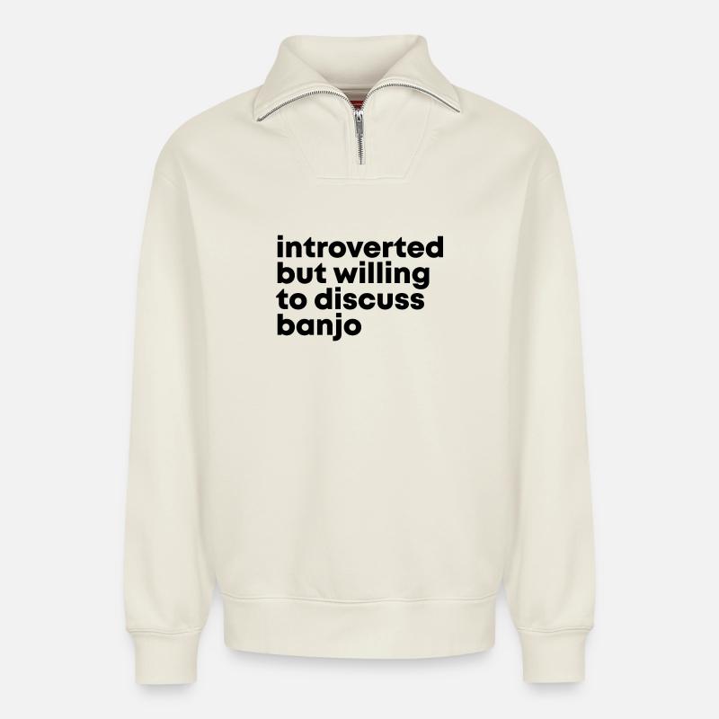 Banjo - Relaxed Unisex Organic Half Zip Sweatshirt – by SPREAD - off white
