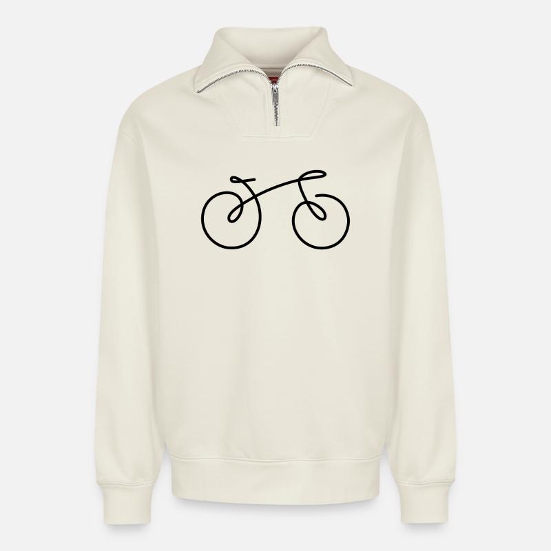Fahrrad Linie - Relaxed Unisex Organic Half Zip Sweatshirt – von SPREAD - Naturweiß