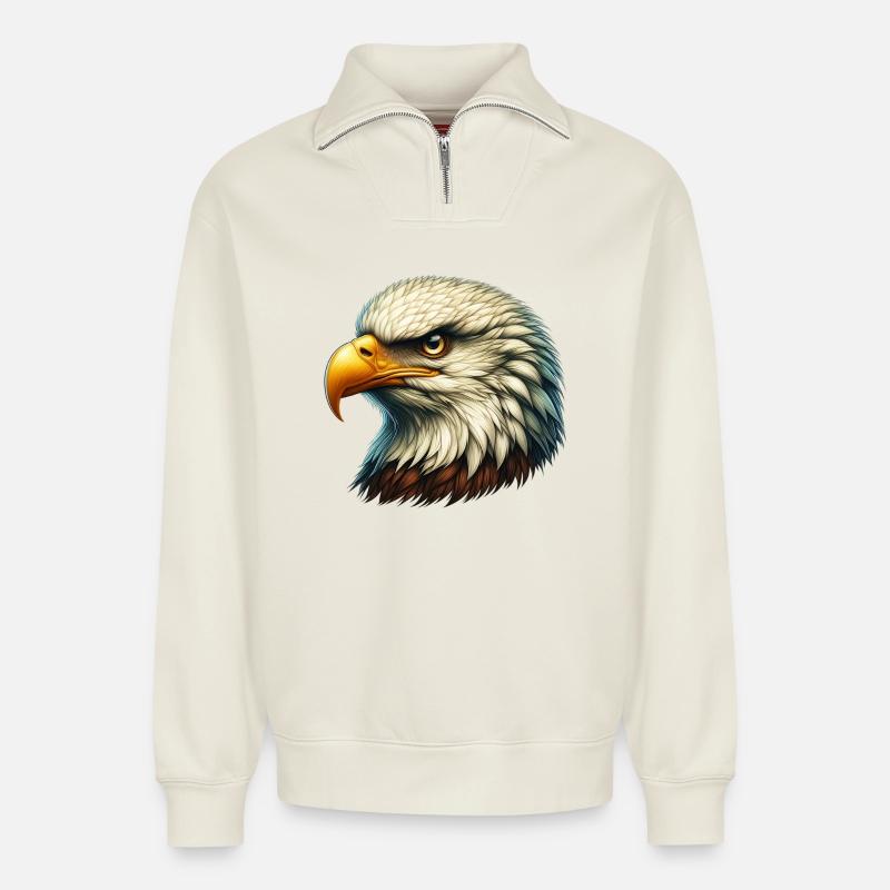 Adler - Relaxed Unisex Organic Half Zip Sweatshirt – von SPREAD - Naturweiß
