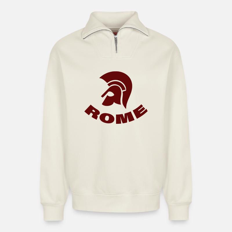 ROME - Relaxed Unisex Organic Half Zip Sweatshirt – von SPREAD - Naturweiß