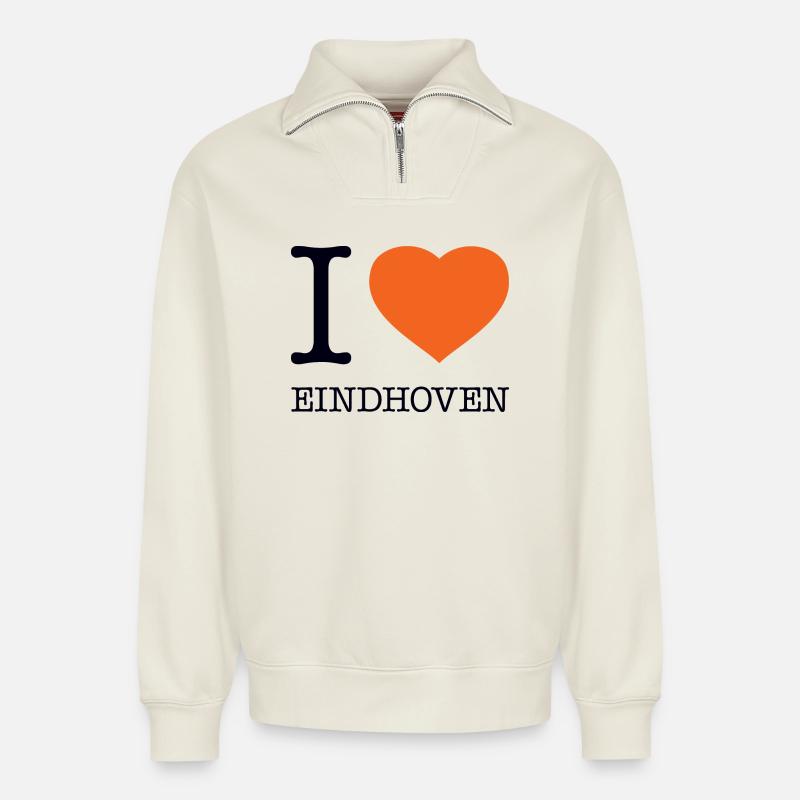 J’ADORE EINDHOVEN - Sweat unisexe décontracté en coton biologique à demi-zip – de SPREAD - blanc cassé