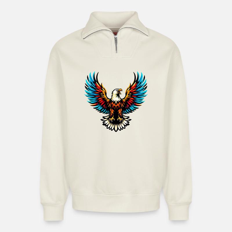 Adler - Relaxed Unisex Organic Half Zip Sweatshirt – von SPREAD - Naturweiß