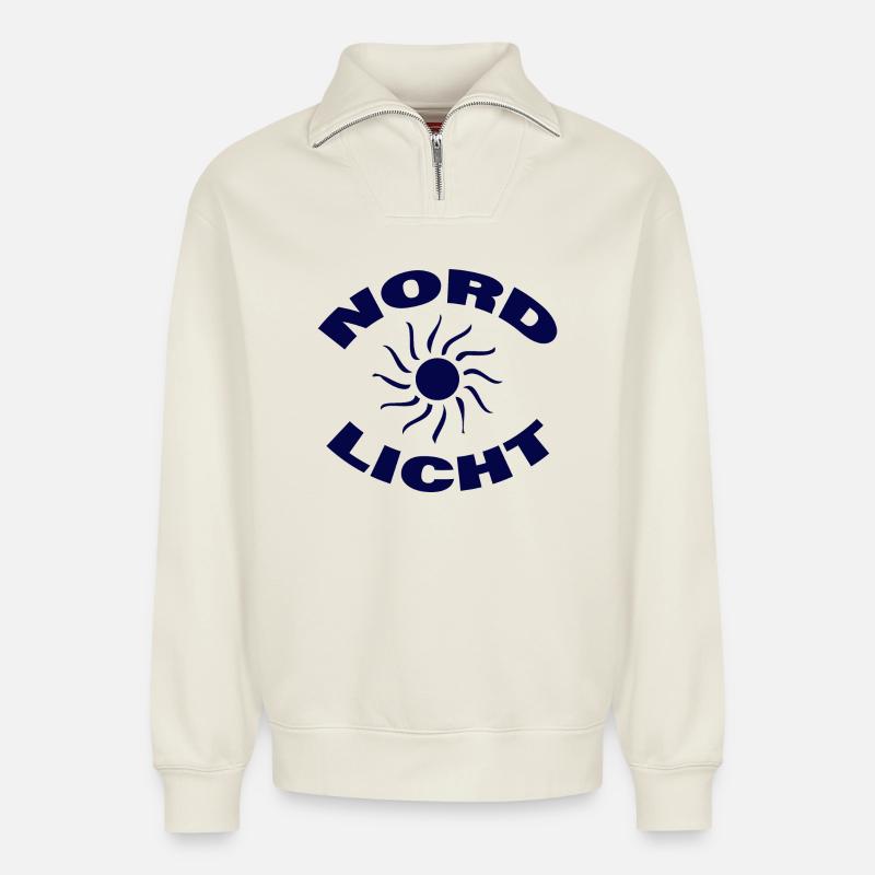 NORDLICHT - Relaxed Unisex Organic Half Zip Sweatshirt – von SPREAD - Naturweiß