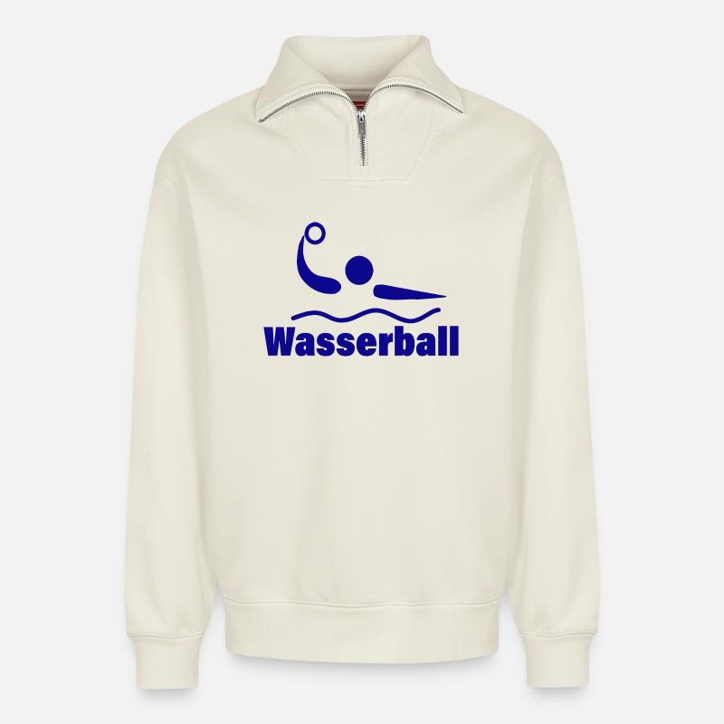 WASSERBALL - Relaxed Unisex Organic Half Zip Sweatshirt – von SPREAD - Naturweiß