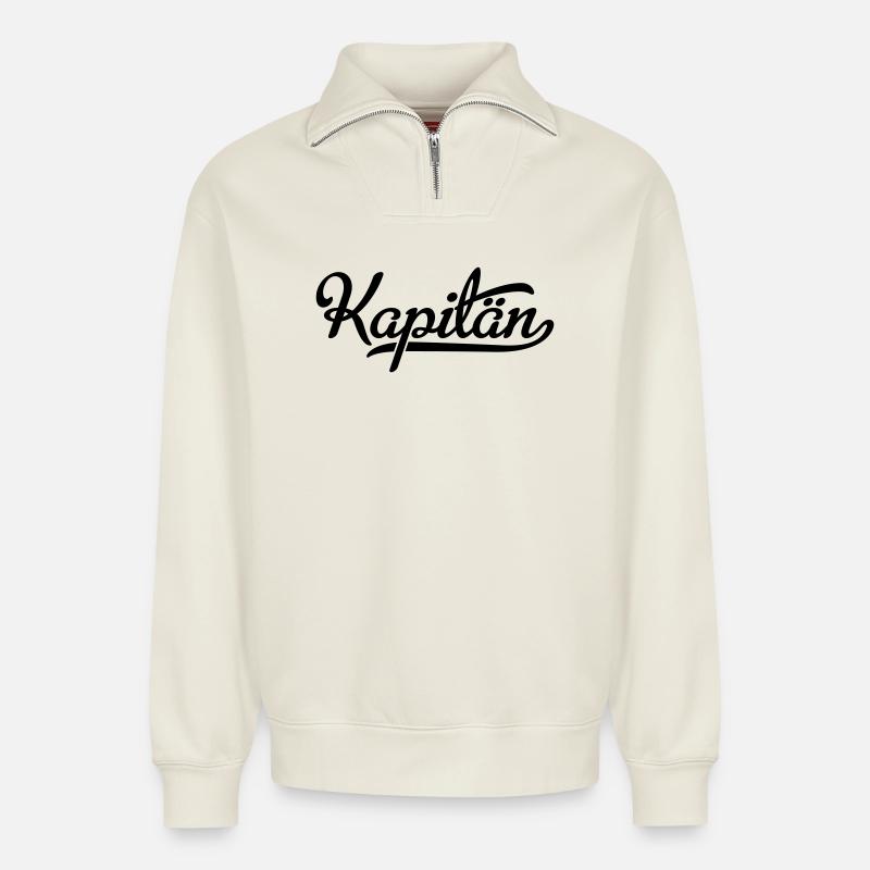 Kapitän - Relaxed Unisex Organic Half Zip Sweatshirt – von SPREAD - Naturweiß
