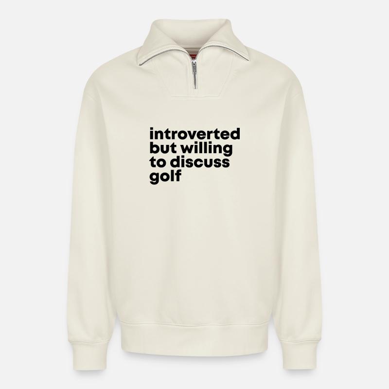 Golf - Relaxed Unisex Organic Half Zip Sweatshirt – von SPREAD - Naturweiß