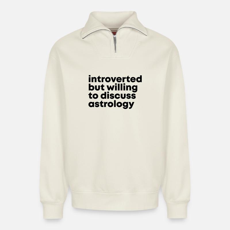 Astrologie - Relaxed Unisex Organic Half Zip Sweatshirt – von SPREAD - Naturweiß