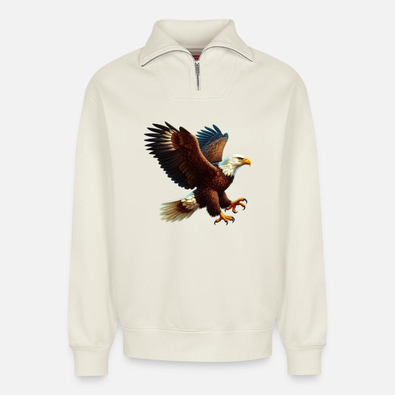 Adler - Relaxed Unisex Organic Half Zip Sweatshirt – von SPREAD - Naturweiß