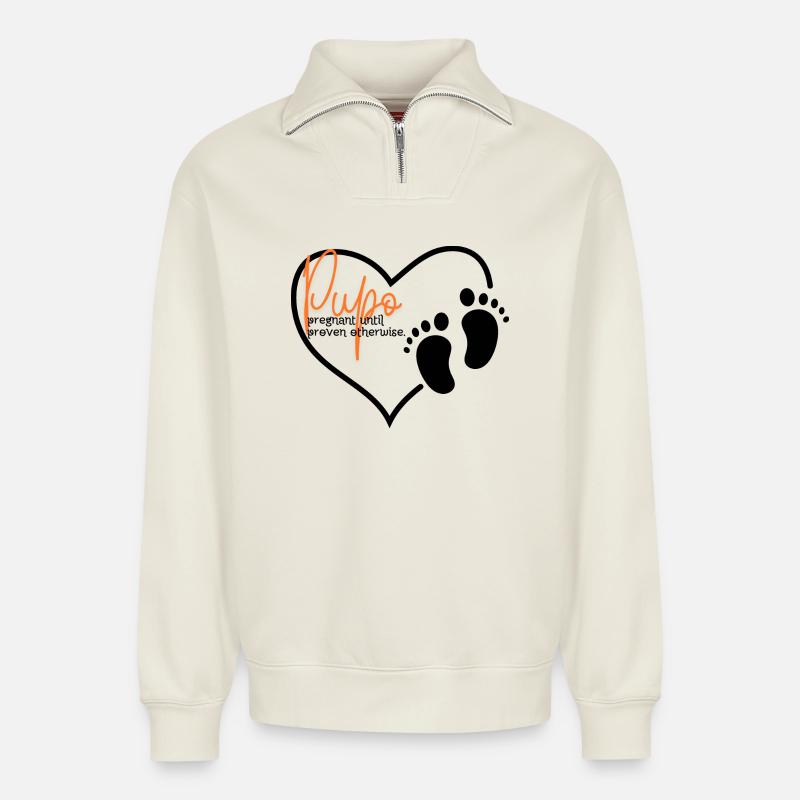 Pupo - Relaxed Unisex Organic Half Zip Sweatshirt – von SPREAD - Naturweiß