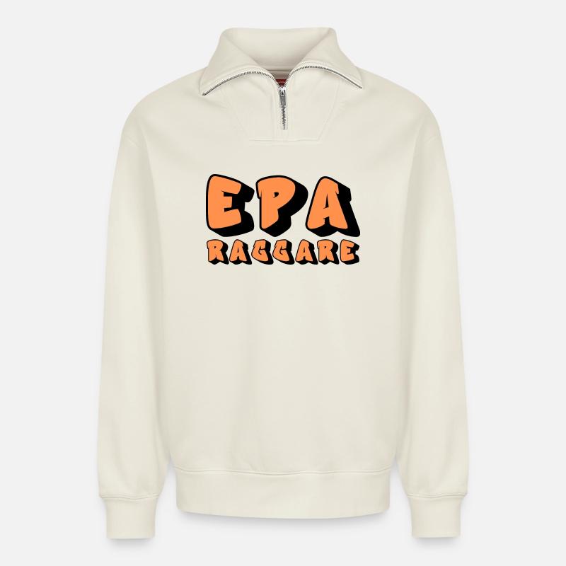 Epa Raggare Graffiti - Relaxed Unisex Organic Half Zip Sweatshirt – von SPREAD - Naturweiß