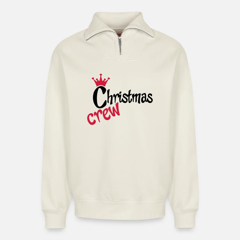 Weihnachten - Relaxed Unisex Organic Half Zip Sweatshirt – von SPREAD - Naturweiß