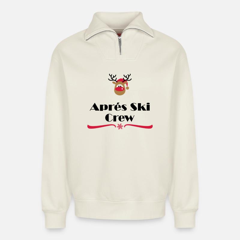 Apres Ski Crew - Relaxed Unisex Organic Half Zip Sweatshirt – von SPREAD - Naturweiß