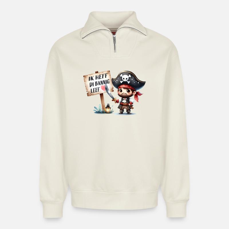 Ich liebe dich - Relaxed Unisex Organic Half Zip Sweatshirt – von SPREAD - Naturweiß
