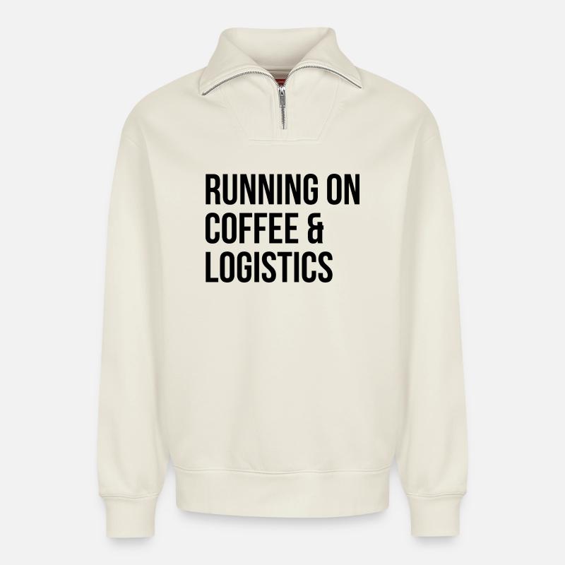Logistics - Relaxed Unisex Organic Half Zip Sweatshirt – by SPREAD - off white
