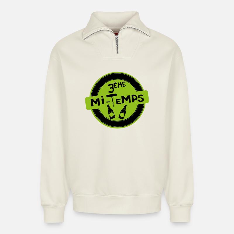 3rd Half - Relaxed Unisex Organic Half Zip Sweatshirt – by SPREAD - off white