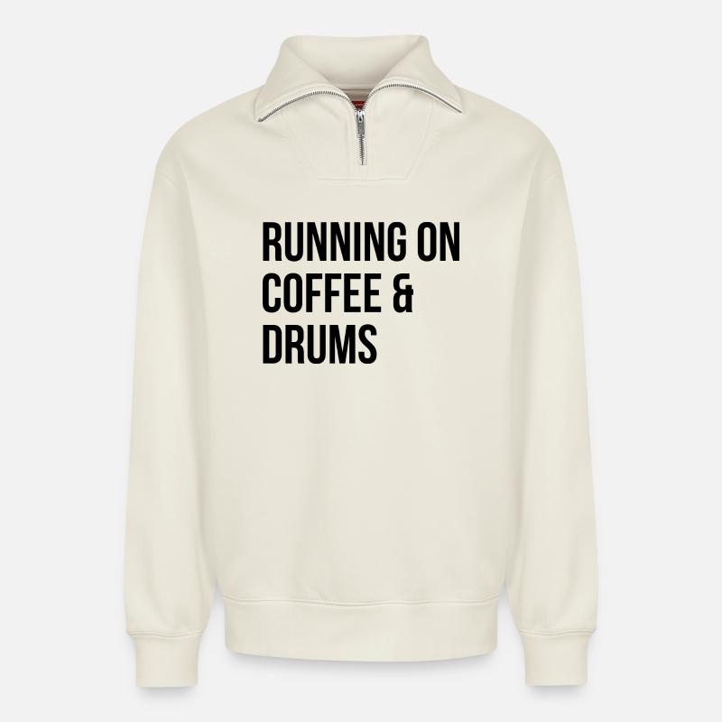 Drum - Relaxed Unisex Organic Half Zip Sweatshirt – by SPREAD - off white