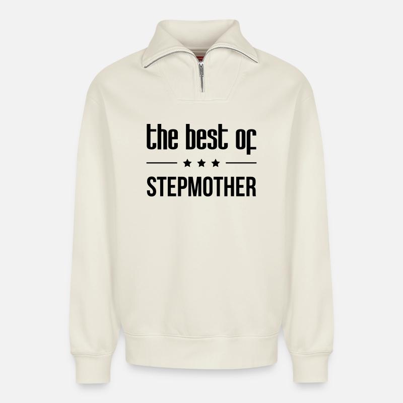 Beste Schwiegermutter der Welt - Relaxed Unisex Organic Half Zip Sweatshirt – von SPREAD - Naturweiß