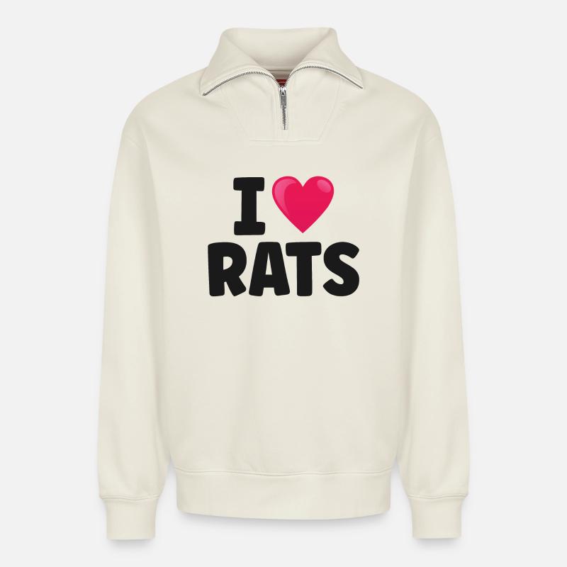 Ratte Ratten - Relaxed Unisex Organic Half Zip Sweatshirt – von SPREAD - Naturweiß