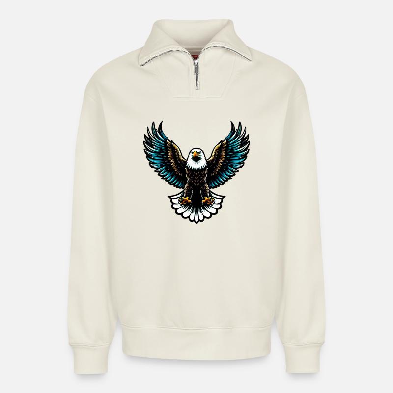 Adler - Relaxed Unisex Organic Half Zip Sweatshirt – von SPREAD - Naturweiß