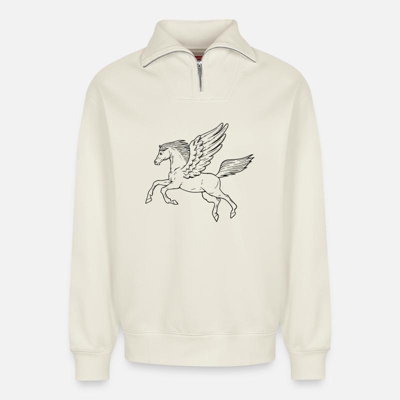 Pegasus - Relaxed Unisex Organic Half Zip Sweatshirt – von SPREAD - Naturweiß