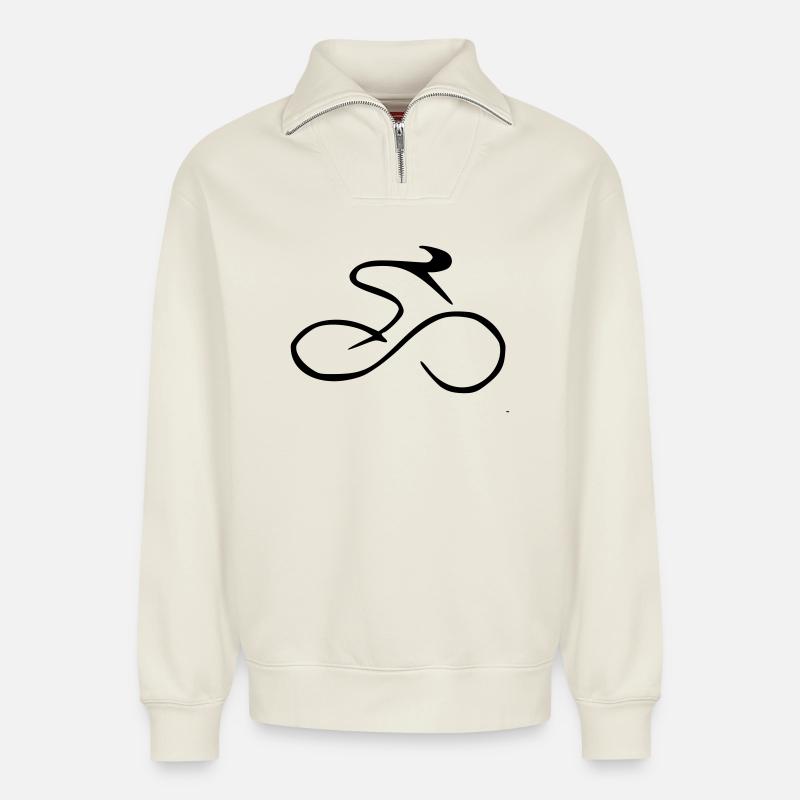 Rennrad - Relaxed Unisex Organic Half Zip Sweatshirt – von SPREAD - Naturweiß