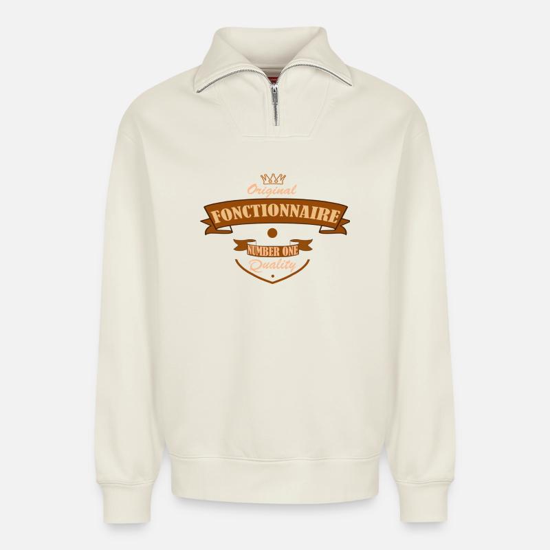 Amtlich - Relaxed Unisex Organic Half Zip Sweatshirt – von SPREAD - Naturweiß