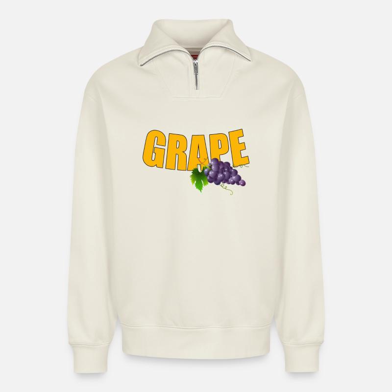 GRAPE - Relaxed Unisex Organic Half Zip Sweatshirt – by SPREAD - off white