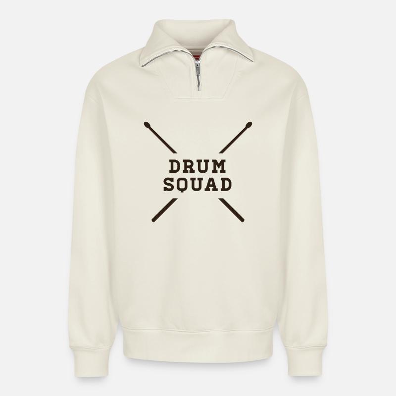 TROMMELTRUPP - Relaxed Unisex Organic Half Zip Sweatshirt – von SPREAD - Naturweiß