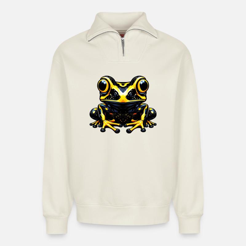 Frog - Relaxed Unisex Organic Half Zip Sweatshirt – by SPREAD - off white