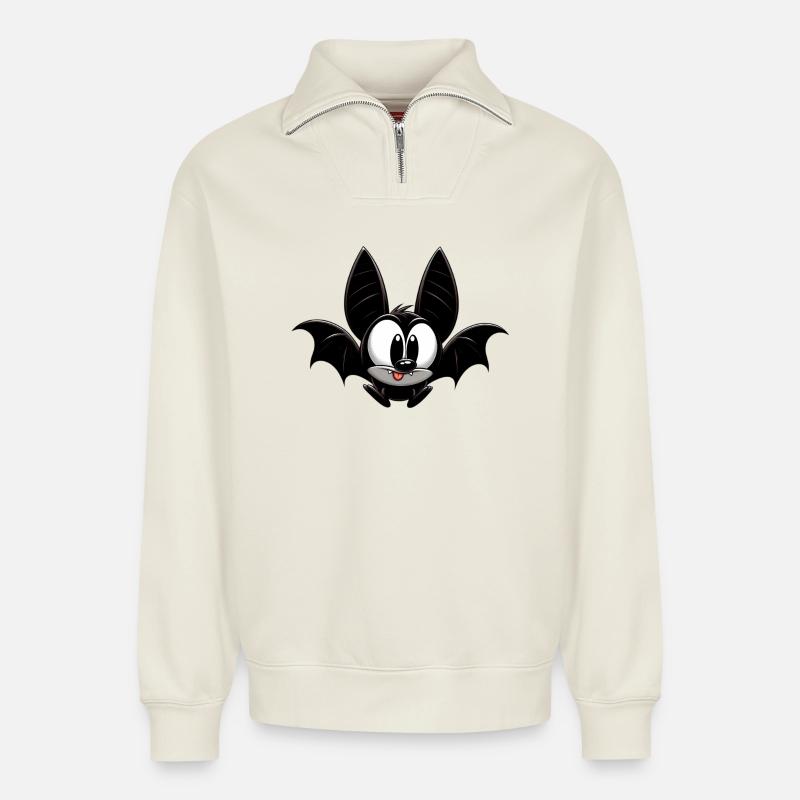 Fledermaus - Relaxed Unisex Organic Half Zip Sweatshirt – von SPREAD - Naturweiß