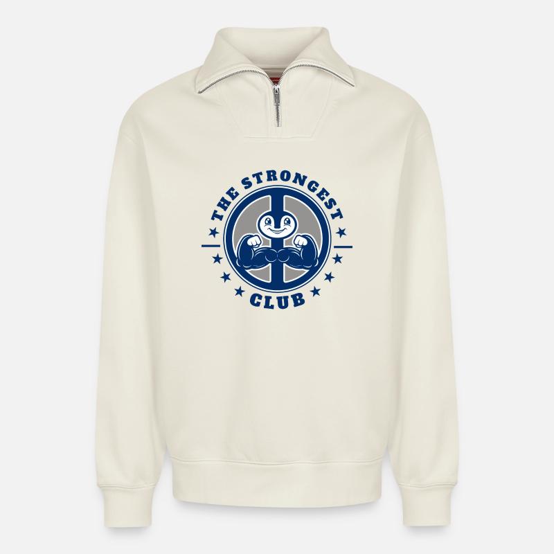 Peace movement - Relaxed Unisex Organic Half Zip Sweatshirt – by SPREAD - off white
