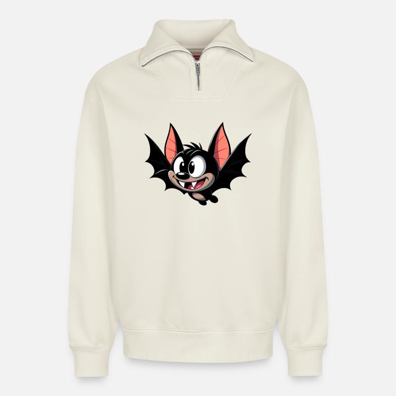 Fledermaus - Relaxed Unisex Organic Half Zip Sweatshirt – von SPREAD - Naturweiß