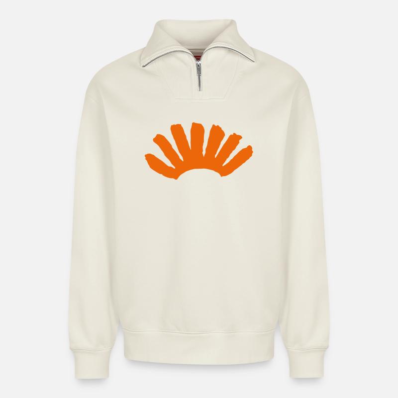 sibiszene logo - Relaxed Unisex Organic Half Zip Sweatshirt – von SPREAD - Naturweiß