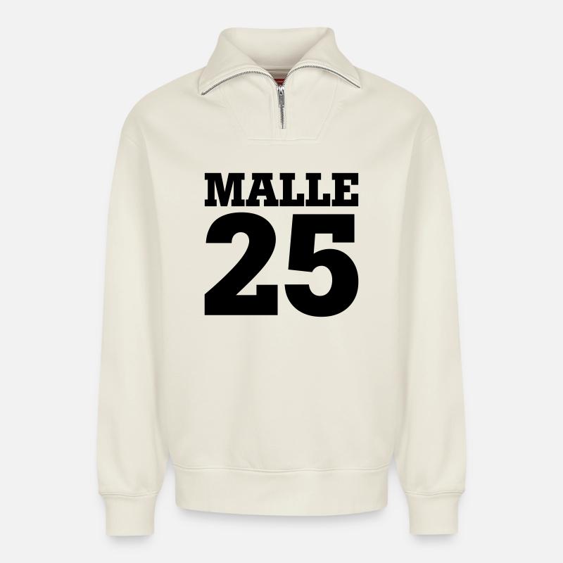 Malle 25 - Relaxed Unisex Organic Half Zip Sweatshirt – von SPREAD - Naturweiß