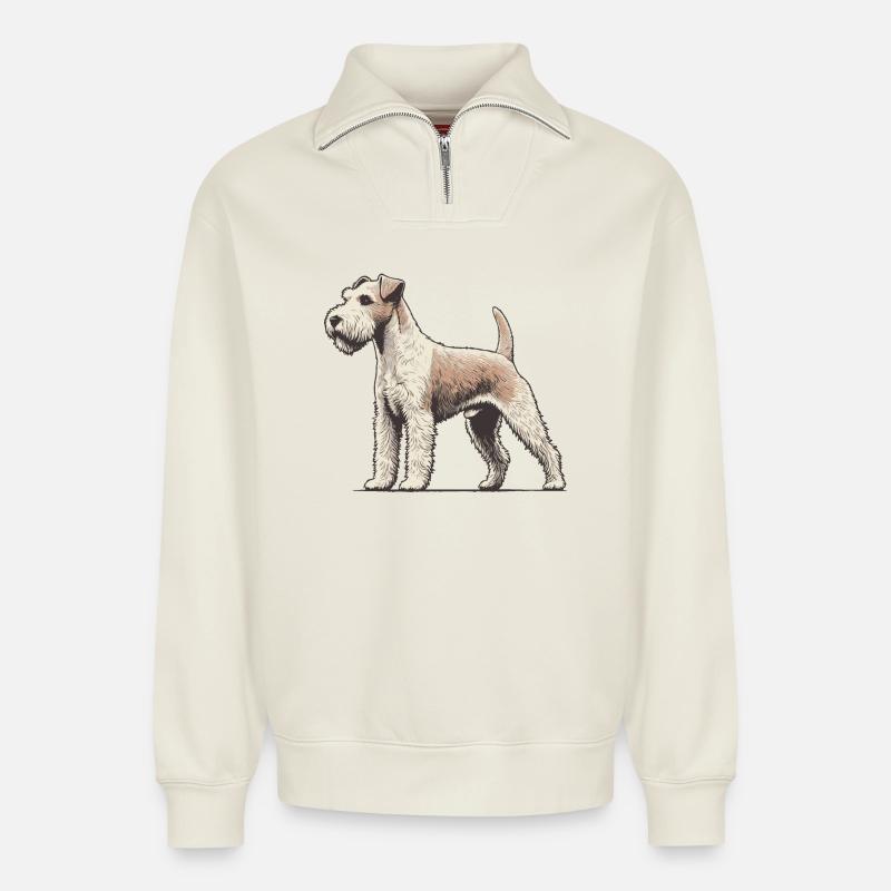 Terrier - Relaxed Unisex Organic Half Zip Sweatshirt – von SPREAD - Naturweiß
